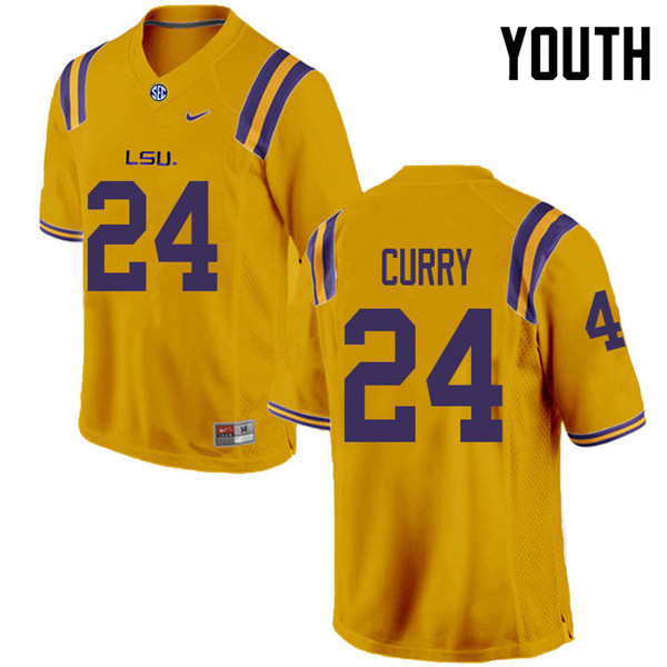 Youth #24 Chris Curry LSU Tigers College Football Jerseys Sale-Gold
